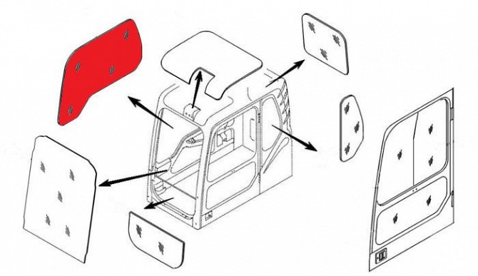 Стекло кабины правое (триплекс) 903-00072A DOOSAN / DAEWOO DX140-DX520 серия DX Екатеринбург - изображение 1