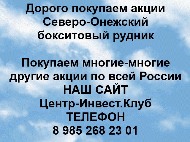 Покупаем акции Северо-Онежский бокситовый рудник и любые другие акции по всей России Ревда - изображение 1